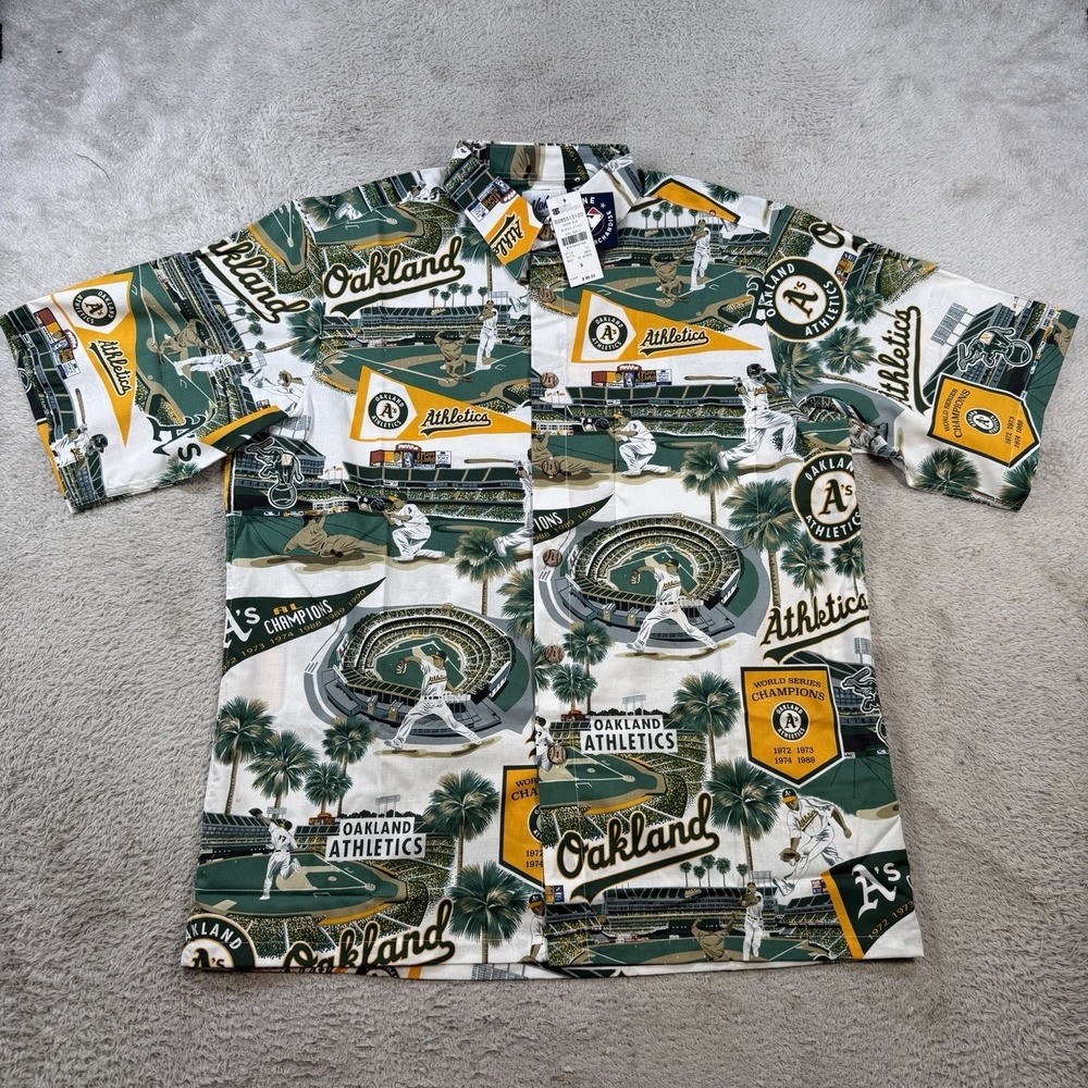 Oakland Athletics Reyn Spooner Shirt Mens Small Hawaiian AOP Button Up MLB NEW